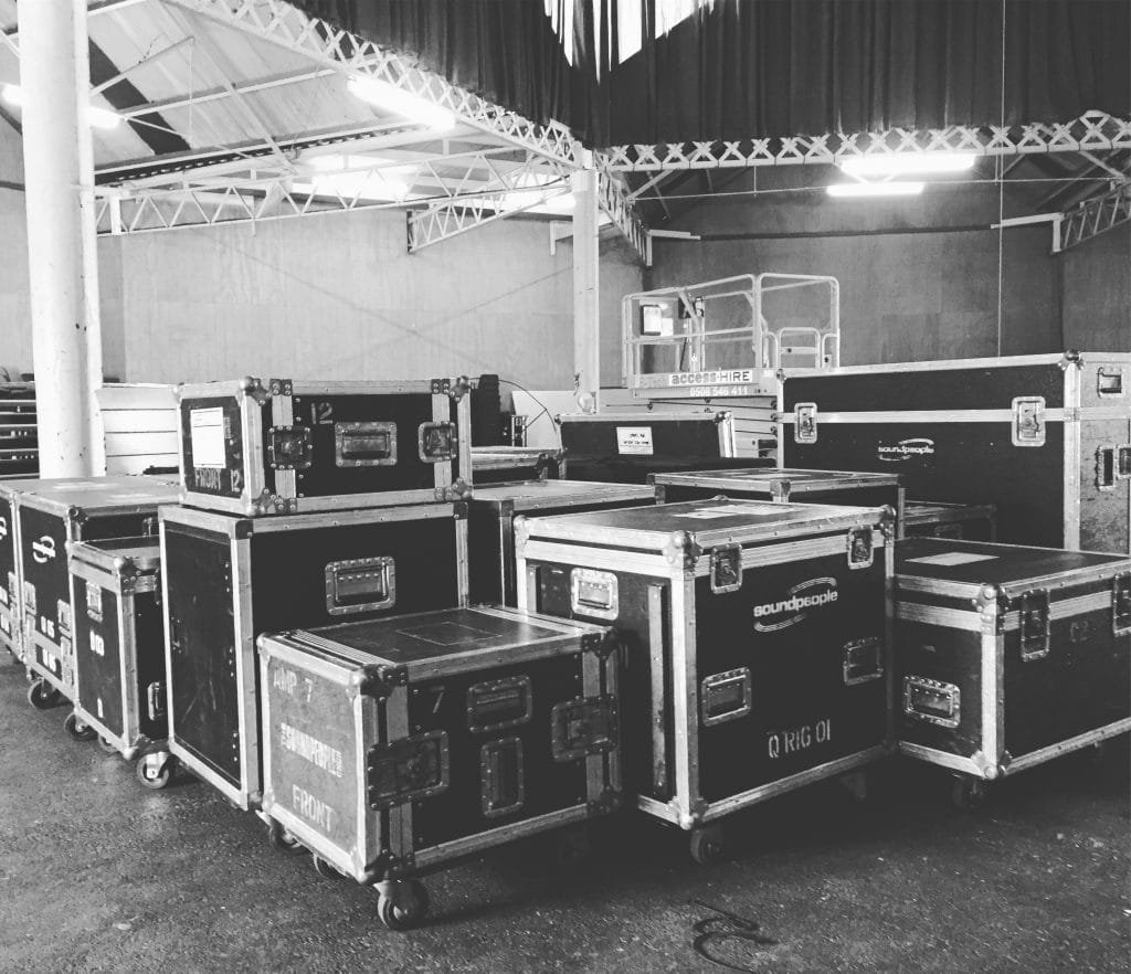 The Mainstage PA boxed up 
